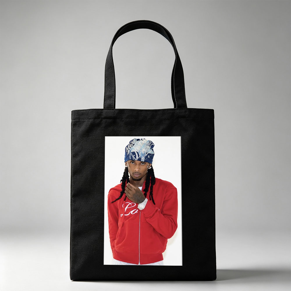 Travis Scott in a Red Hoodie and Bandana, Stylish Streetwear Look - Canvas tote bags