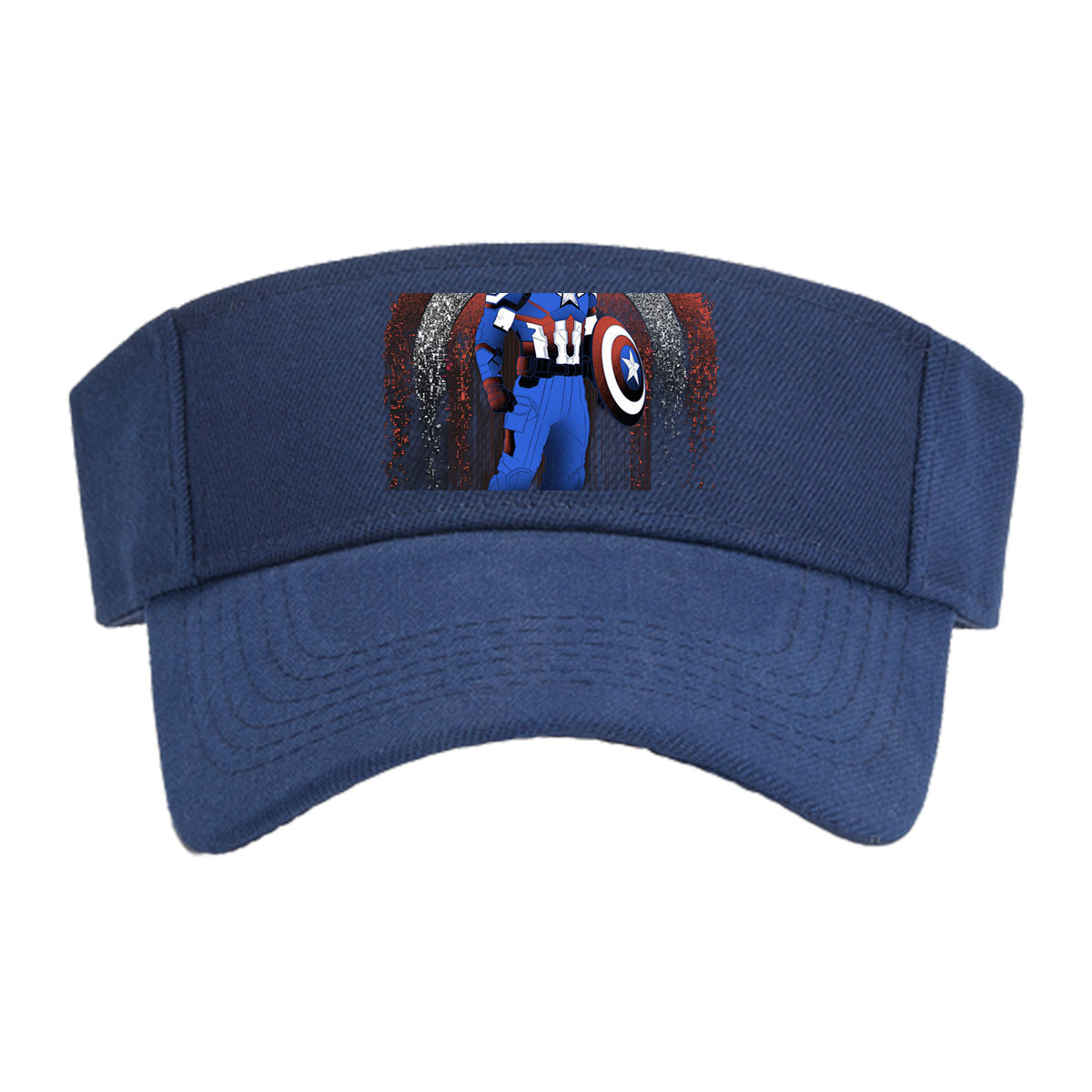 Captain America in Tactical Suit with Shield, Standing Against a Dynamic Red, White, and Blue Background -  Visor cap