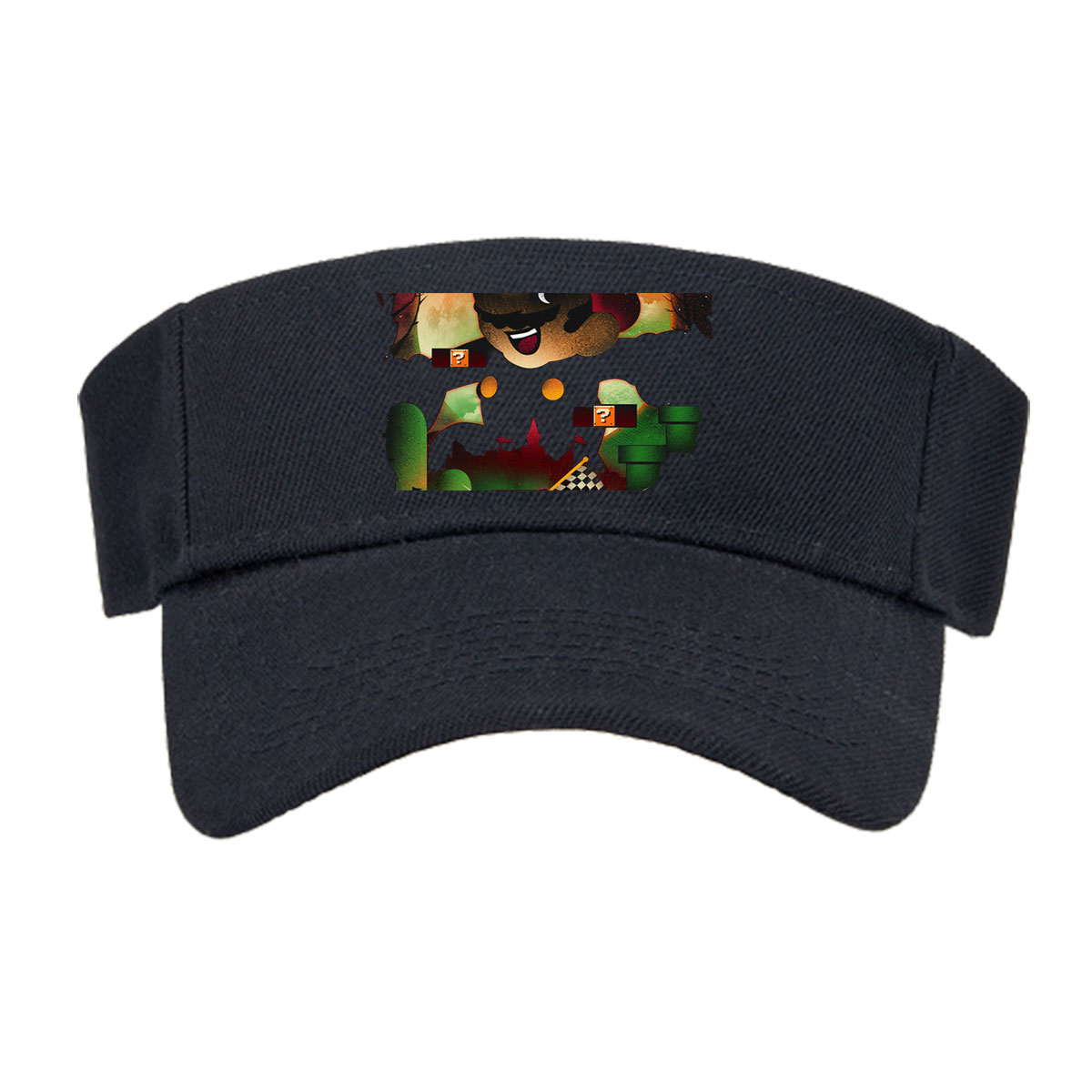 Mario and Luigi in a spooky adventure with question blocks and a checkered flag -  Visor cap