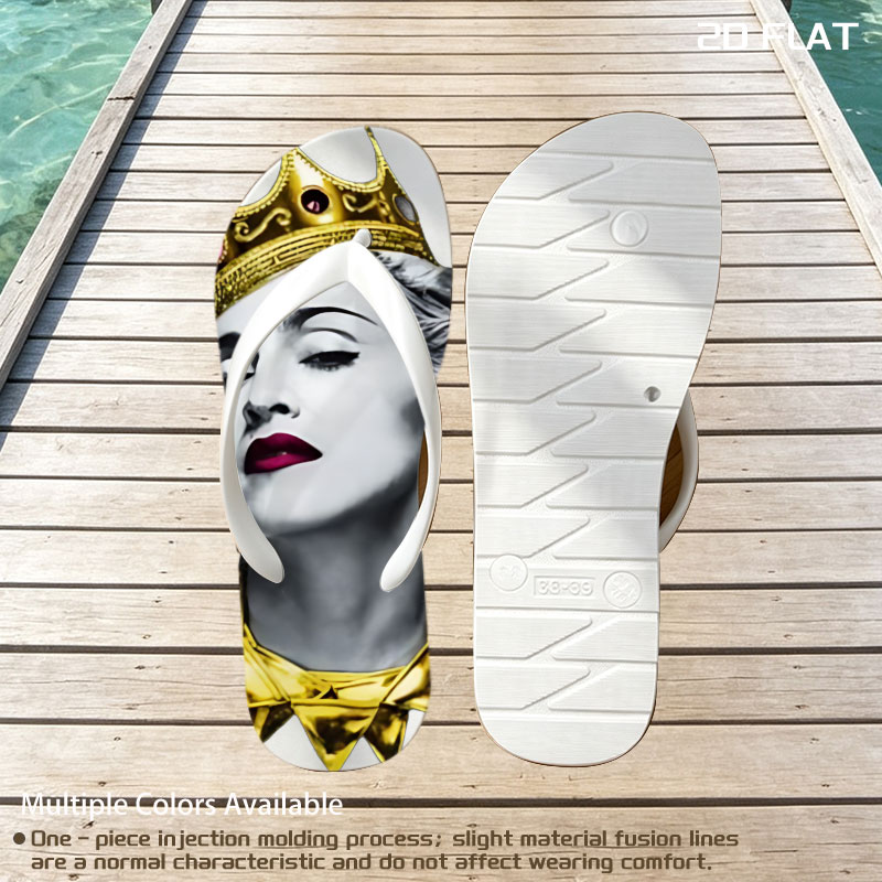 Madonna as Queen: Golden Crown and Regal Attire -  flip-flops