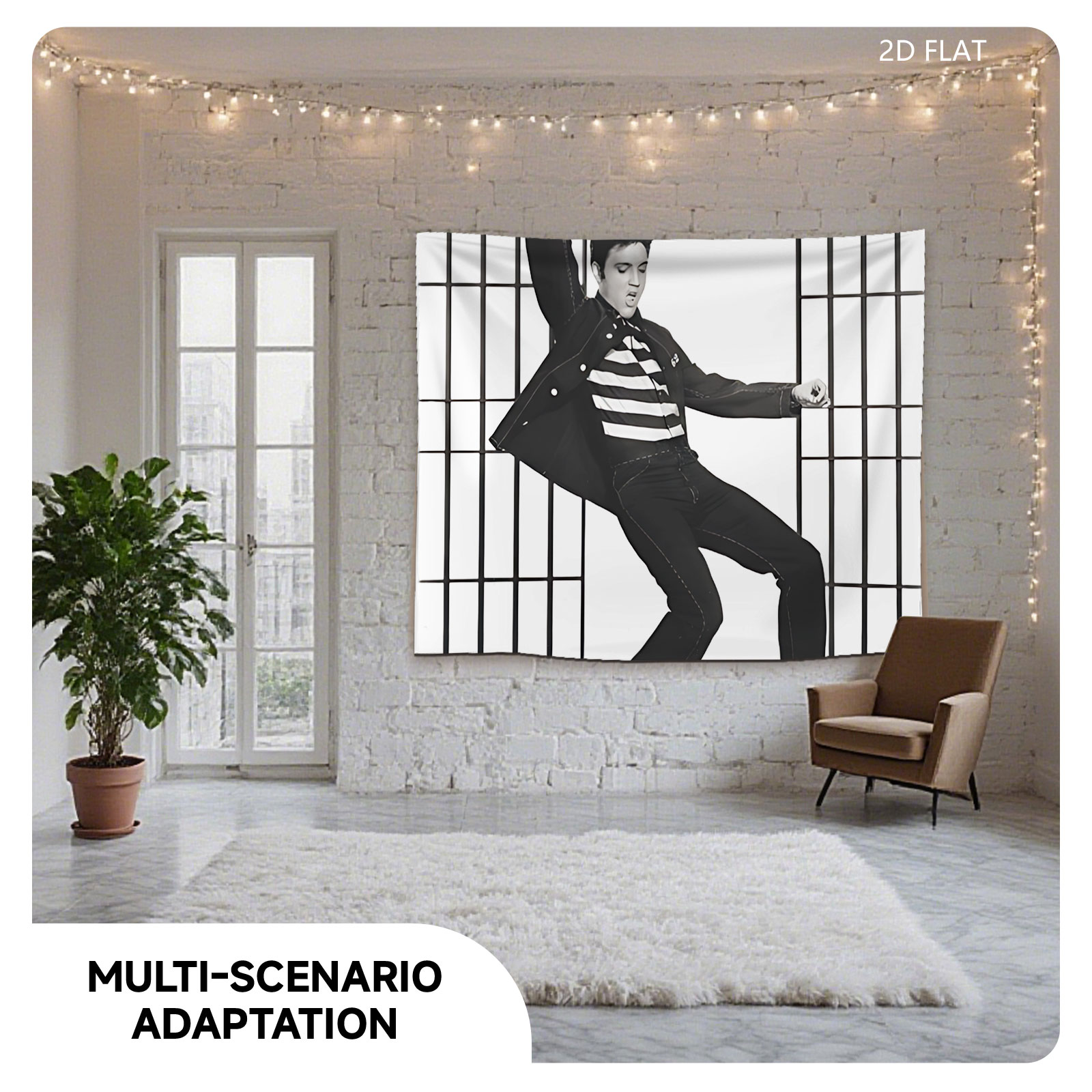 Elvis Presley in Jailhouse Rock Pose with Bars - Tapestry