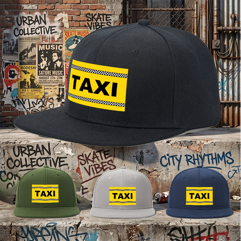 Flat Brim Baseball Cap Taxi Checkerboard Print Streetwear Underground Skate Style for Urban Streets Basketball Courts and Skate Parks Designed for Skaters Rappers and Street Culture Enthusiasts