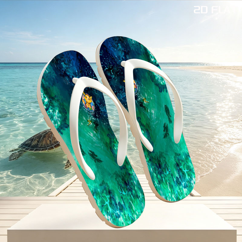 Pikachu floating on a colorful ring in a serene, turquoise pool with fish swimming below. -  flip-flops