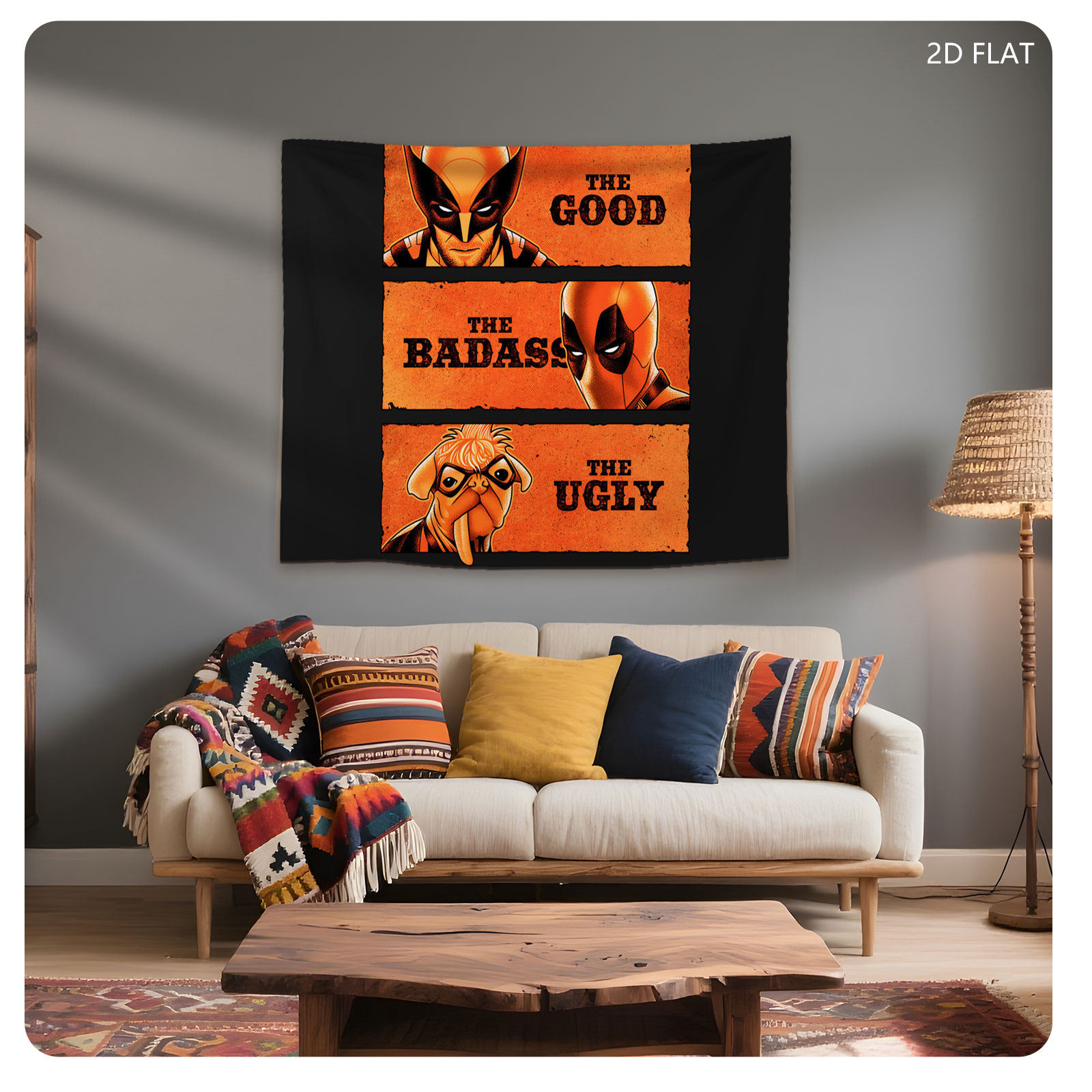 The Good, The Badass, The Ugly: Wolverine, Deadpool, and Howard the Duck - Tapestry