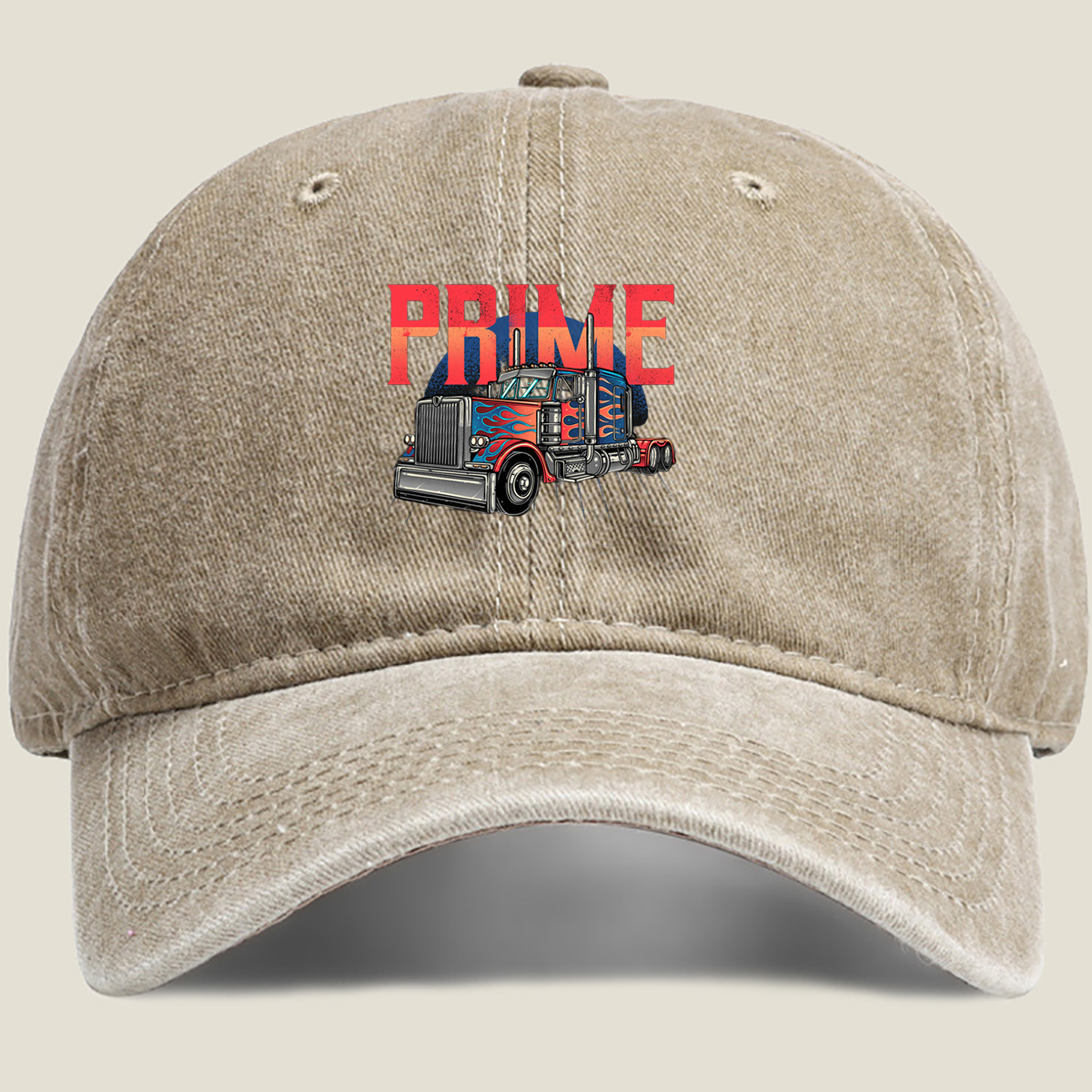 Prime Transport Service - Optimus Prime Truck Design - Washed Denim - Baseball Cap