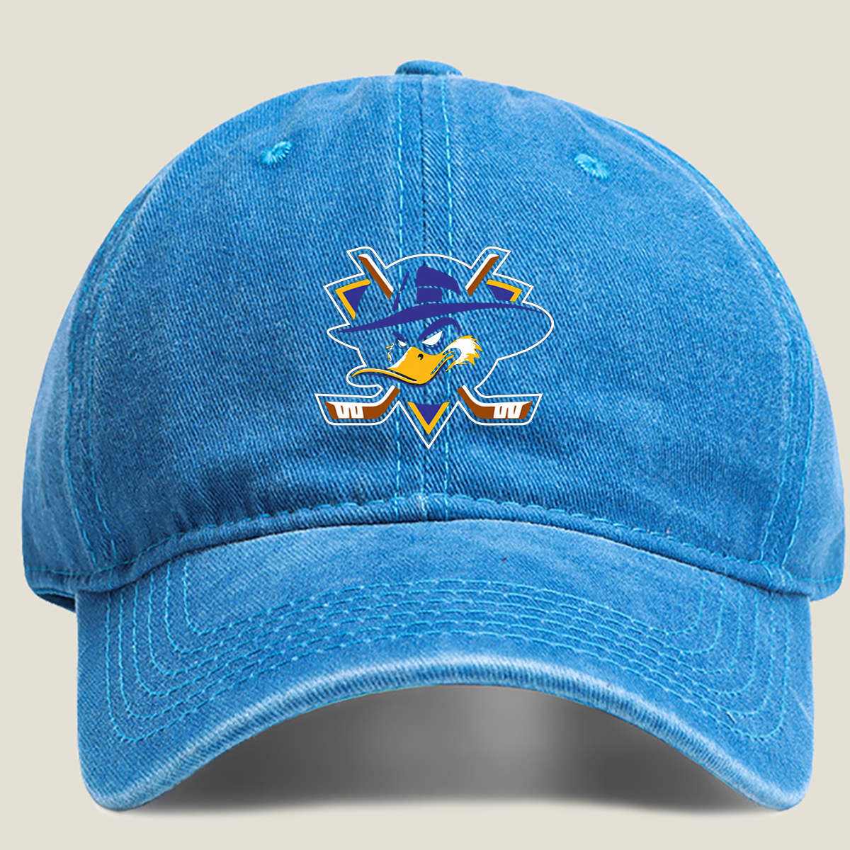 Duck Avatar in Pirate Hat - Washed Denim - Baseball Cap
