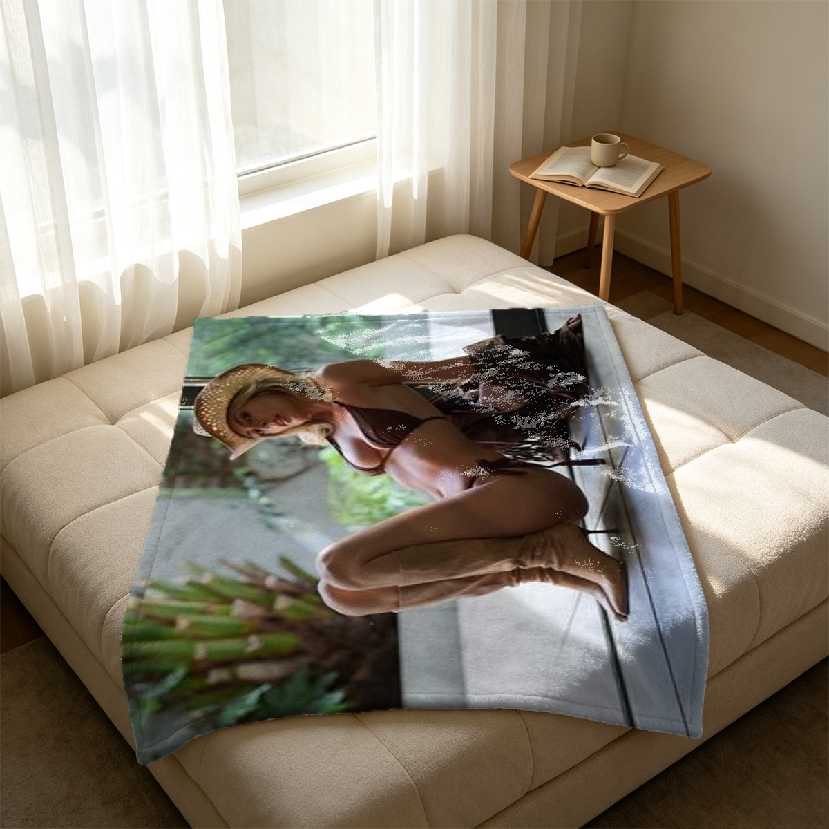Two Asian Women in Police and Slave Costume on Bed - Blanket