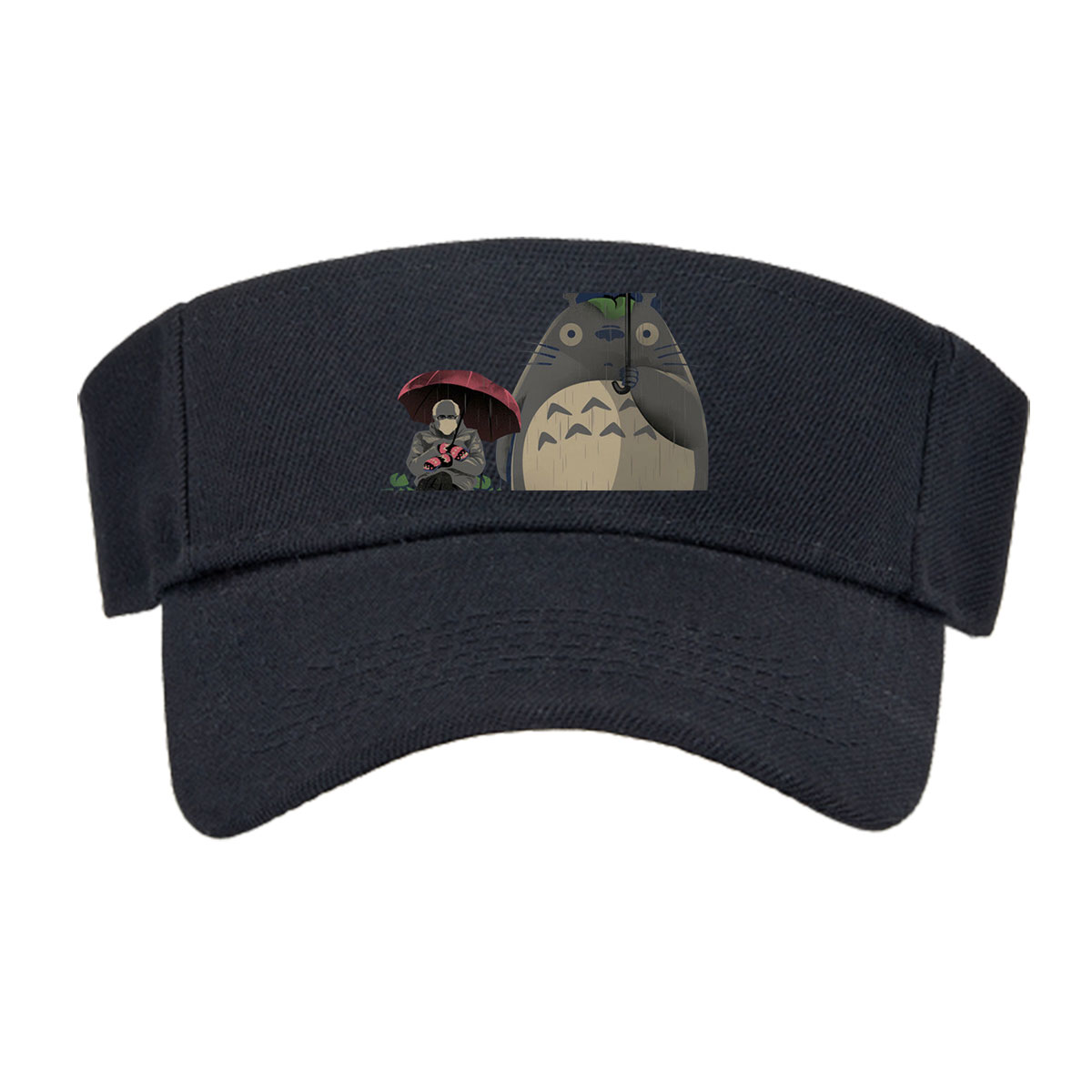 Totoro and a Person Under Umbrellas in the Rain -  Visor cap