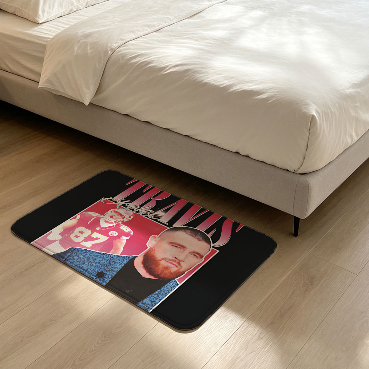 Travis Kelce: NFL Star and Celebrity Persona - Flannel floor mat