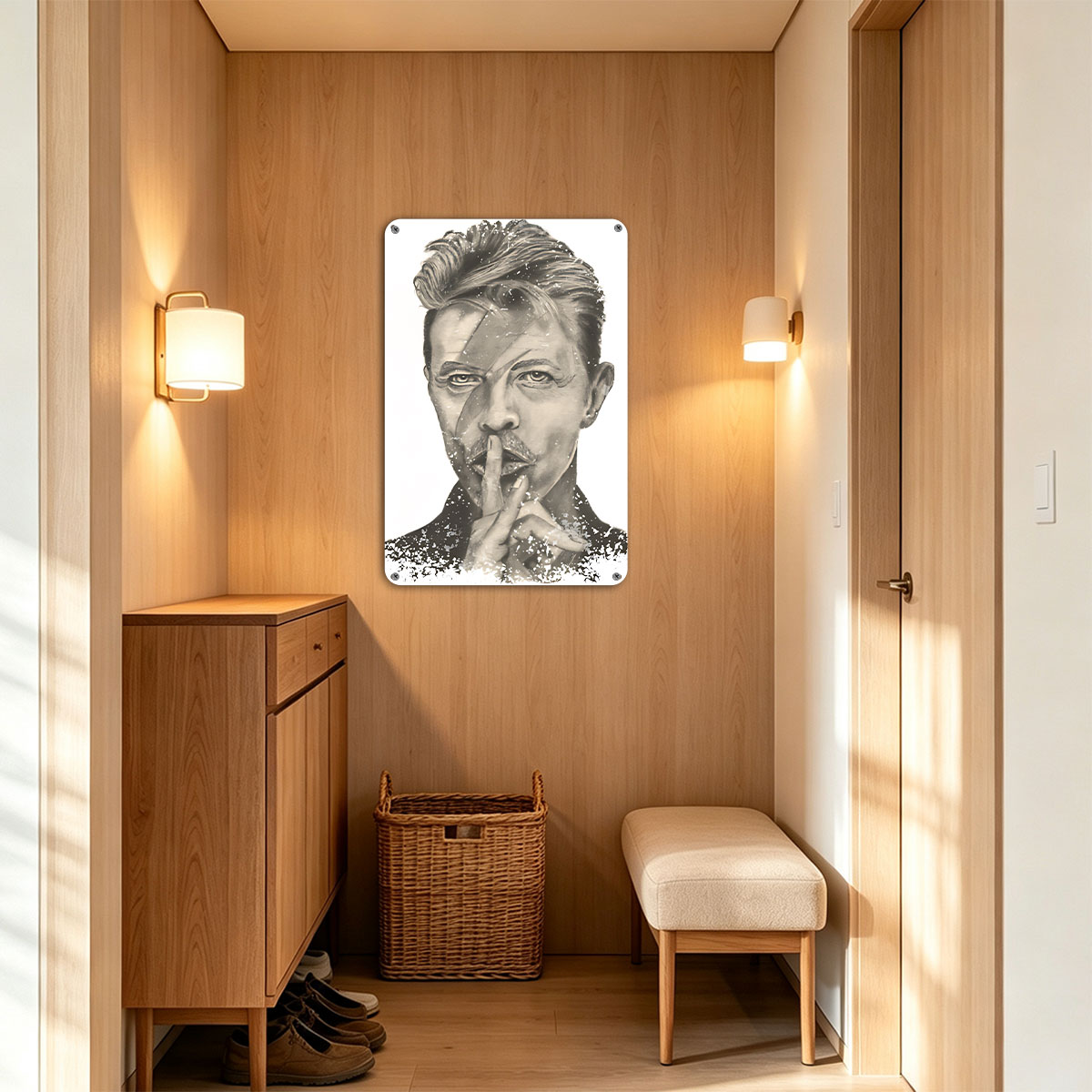 David Bowie: Ziggy Stardust Portrait with Shh Gesture - painting