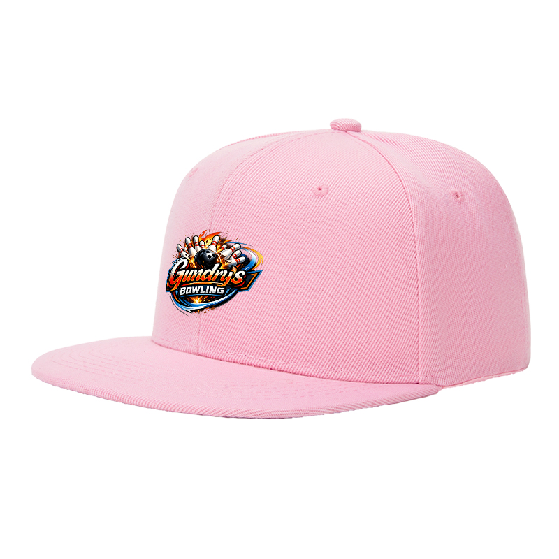Flat Brim Baseball Cap Gundrys Bowling Flame Logo Streetwear Underground Skate Style for Bowling Alley Urban Players and Hip Hop Enthusiasts