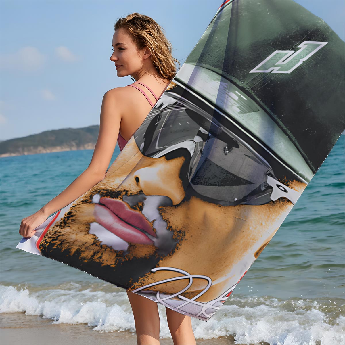 Derek Jeter in Green Cap and Sunglasses with Signature - Beach towels