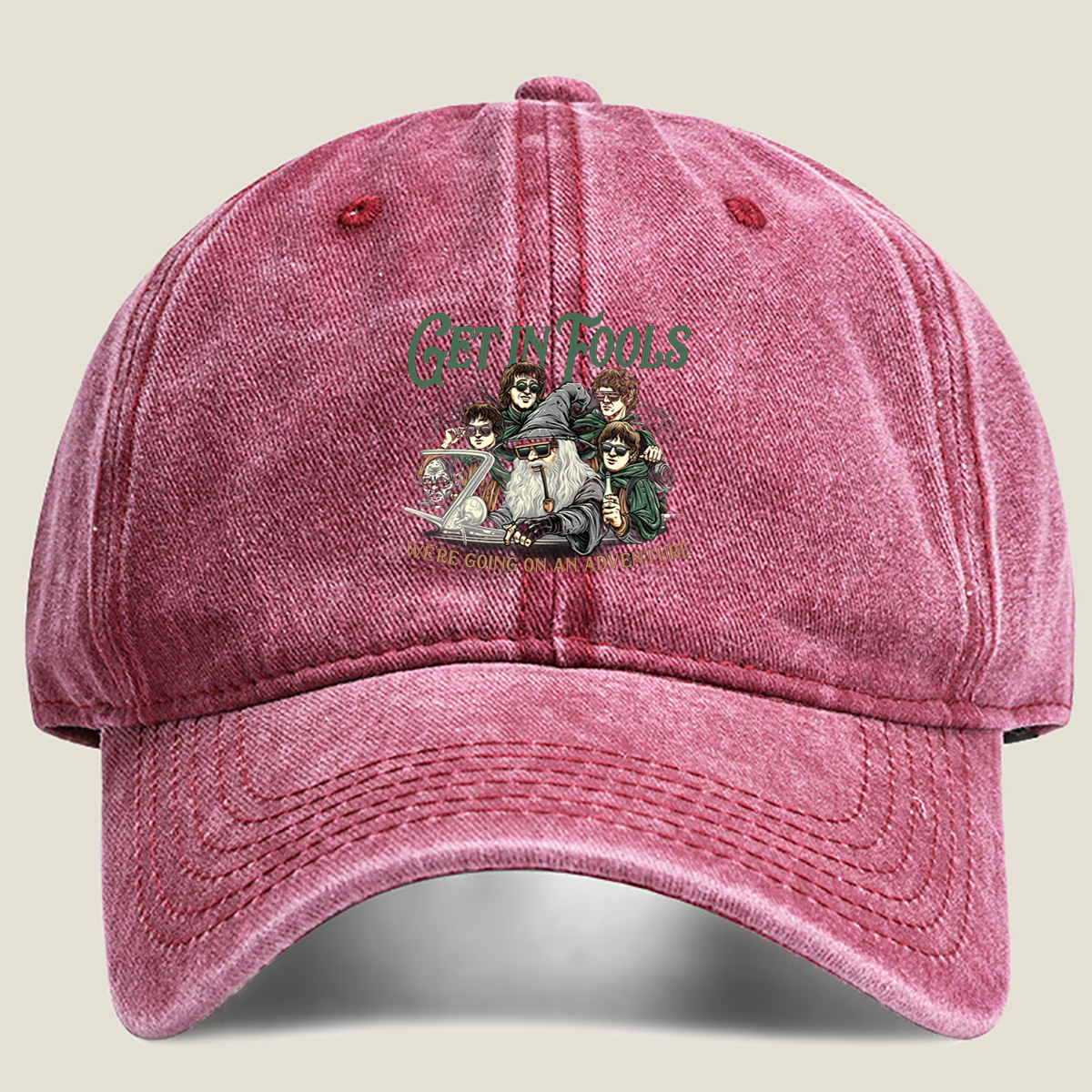 The Lord of the Rings: Frodo, Sam, Merry, Pippin, and Gandalf with a Modern Twist - Washed Denim - Baseball Cap