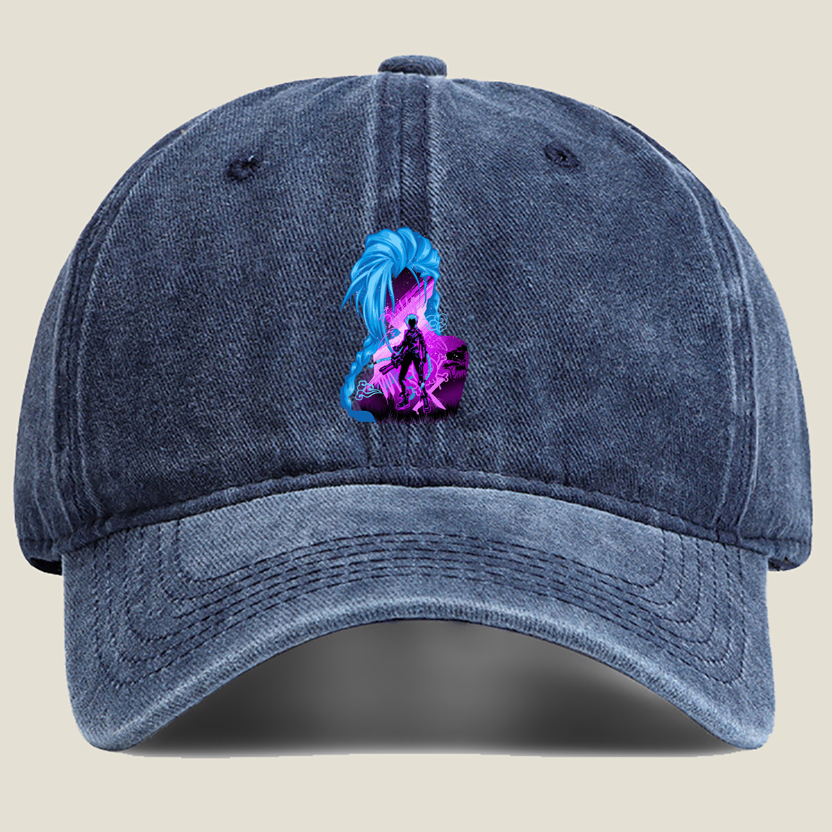 Jinx from League of Legends - Washed Denim - Baseball Cap