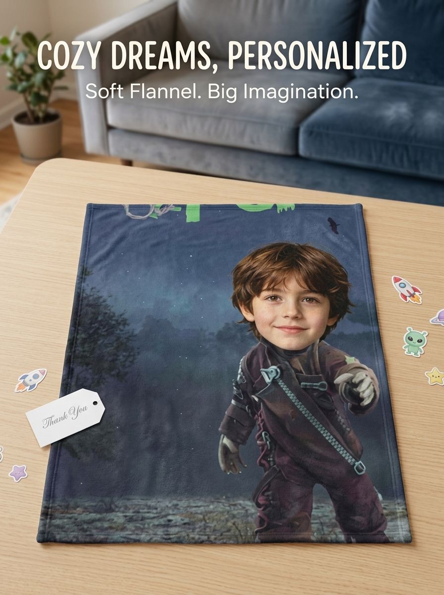 Personalized Face Photo Blanket Custom Soft Flannel Fleece Throw Lightweight Anti-Pilling Cover Ideal Personalized Gift