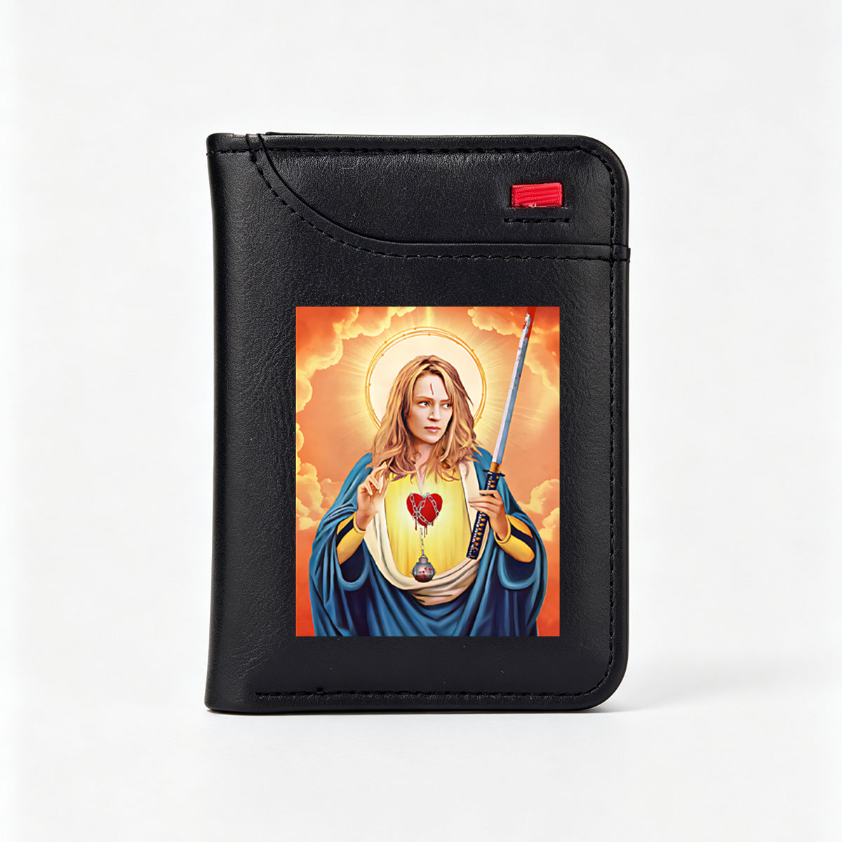 Meryl Streep as a Sacred Warrior with Sword and Sacred Heart - Vertical Style Wallet