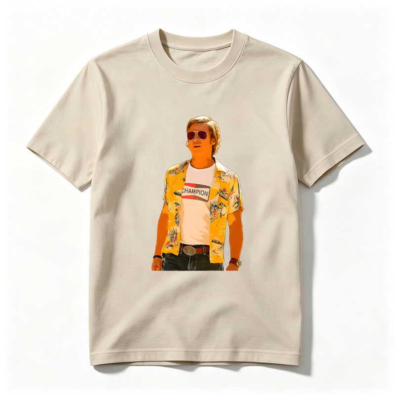 Luke Bryan in a Vibrant Yellow Hawaiian Shirt and Champion Tee - Tee