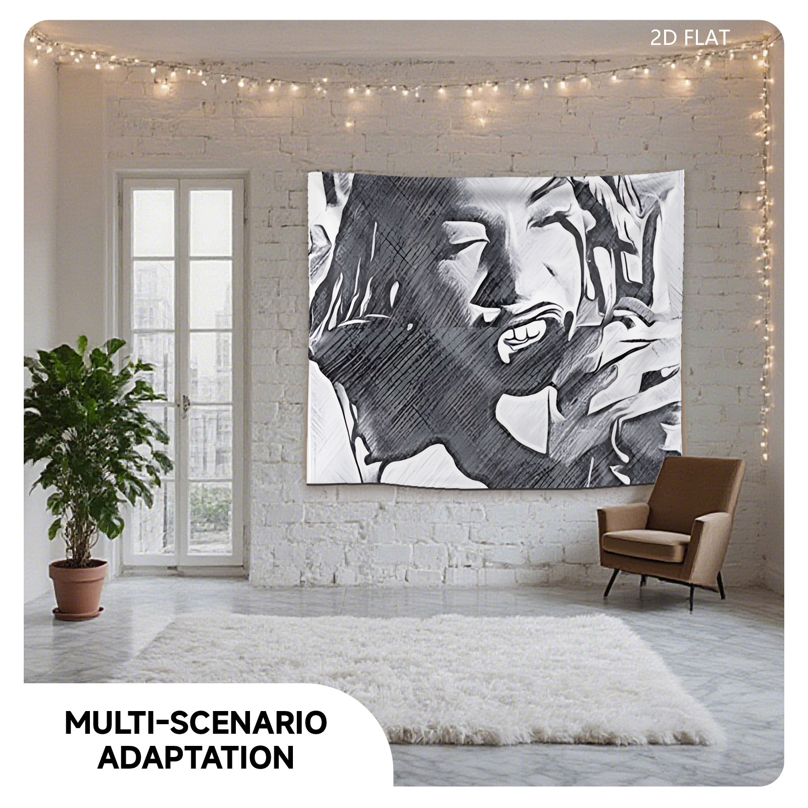 Woman Laughing with Braided Hair and Headphones - Tapestry