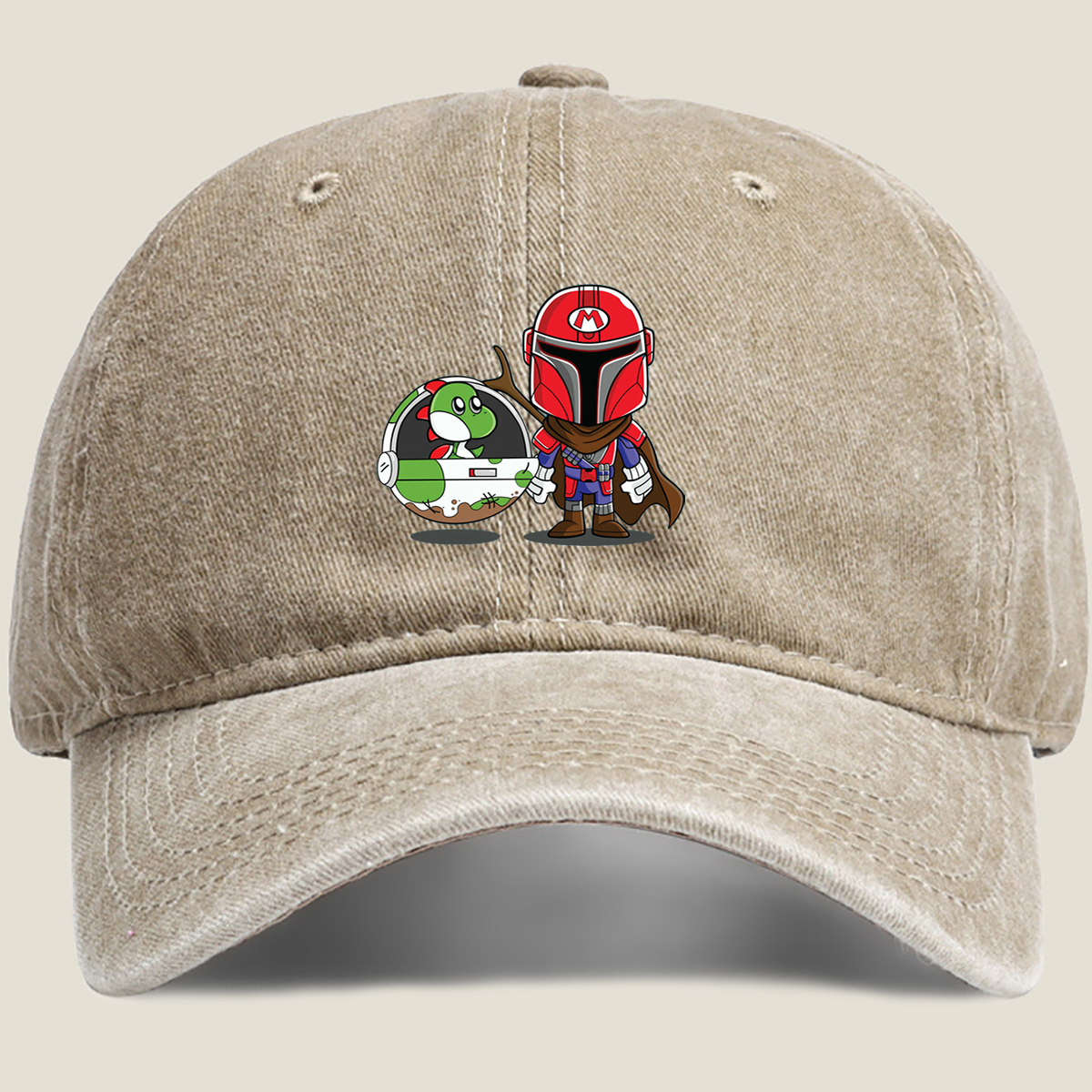 Mario x Mandalorian: Yoshi in a Pod - Washed Denim - Baseball Cap
