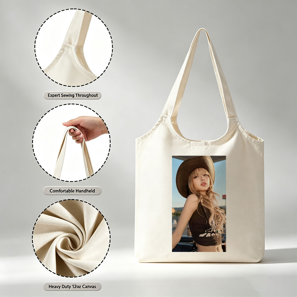 Lisa Blackpink Cowboy Hat Outfit Outdoor Fashion Shot - Canvas shoulder bags/