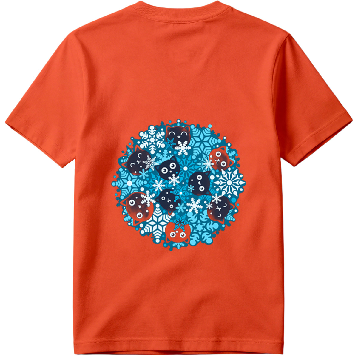 Black Cats and Snowflakes Winter Pattern - Tee