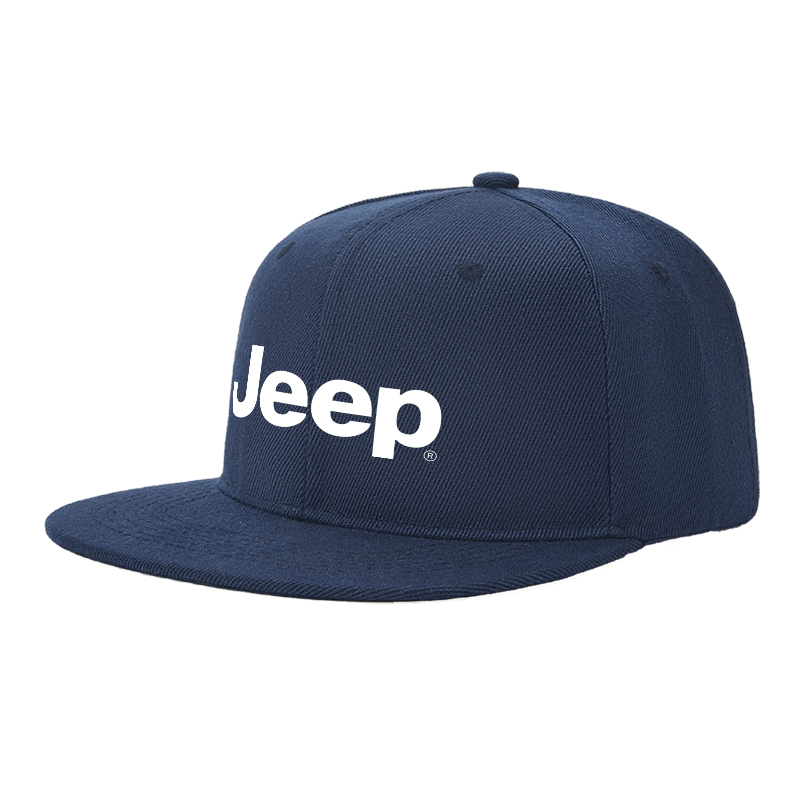 Flat Brim Baseball Cap Jeep Logo Print Streetwear Underground Skate Style for Basketball Court Urban Skate Park Skaters Rappers Streetwear Enthusiasts