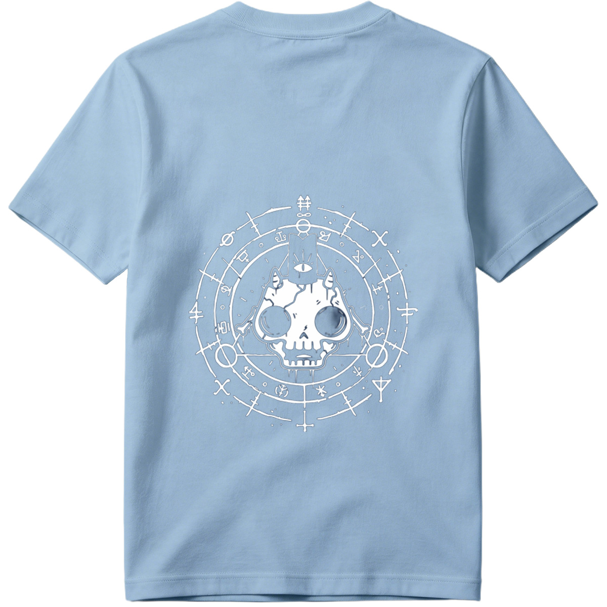 Skull with Horns and Mystical Symbols - Tee