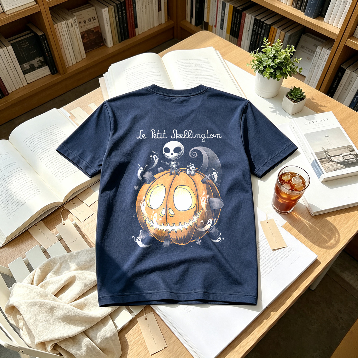 Le Petit Skellington: Jack Skellington and Zero on a Giant Pumpkin - Tee