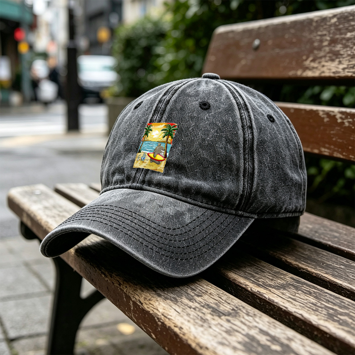 Pokémon: Slowpoke and Friends at the Beach - Washed Denim - Baseball Cap