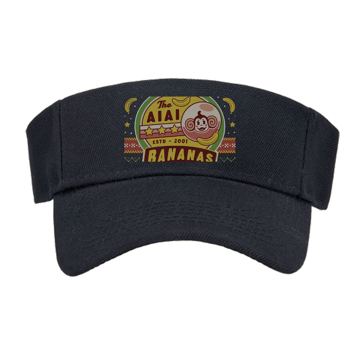 The AIAI Bananas - Est. 2001, Monkey Logo with Bananas and Festive Pattern -  Visor cap