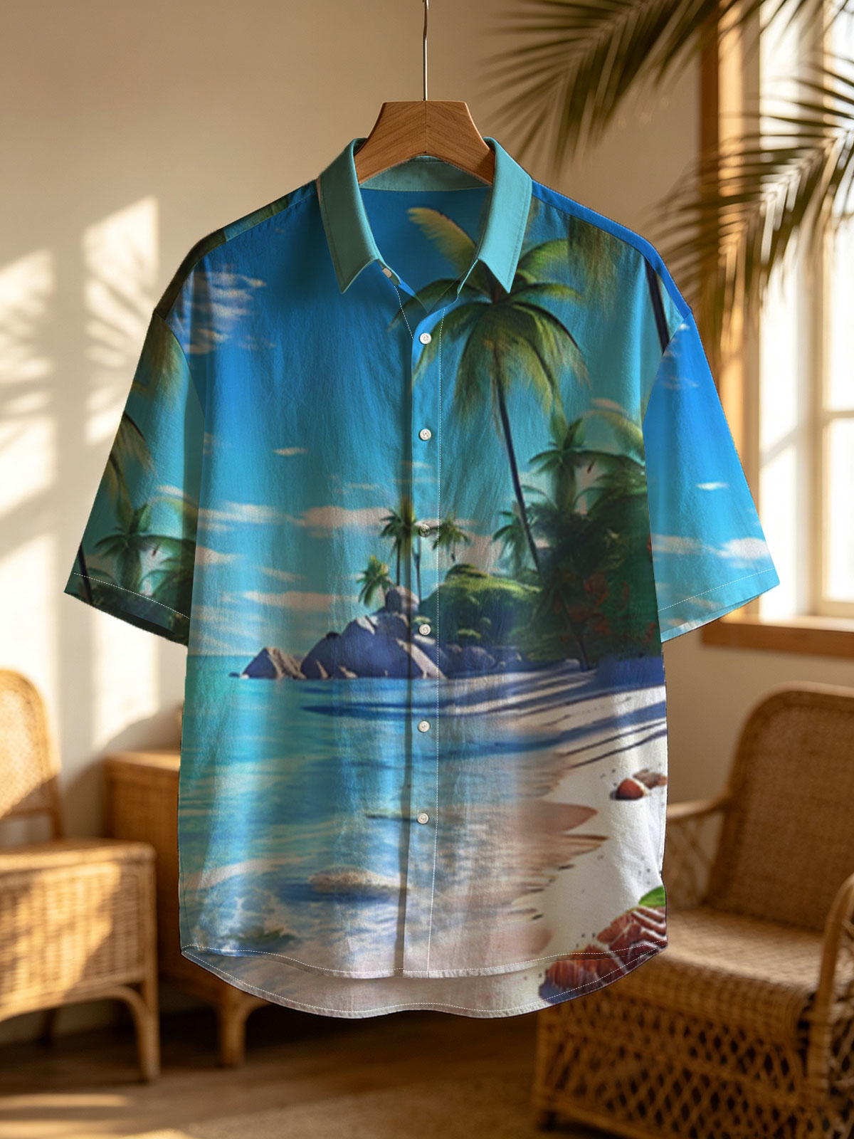 Tropical Beach with Palm Trees and Crystal Clear Water -  Shirt