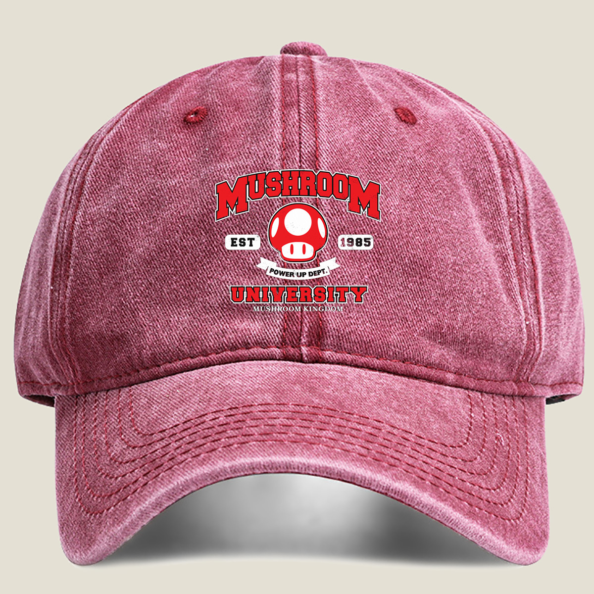 Mushroom University: Power Up Dept. - Mario Mushroom Kingdom - Washed Denim - Baseball Cap