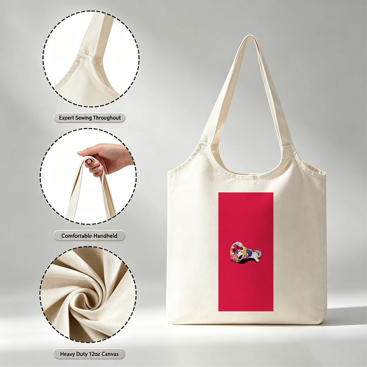 Kiwibank Megaphone on Red Background - Canvas shoulder bags/