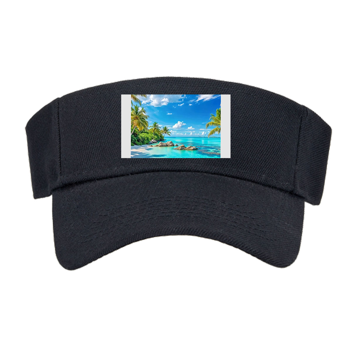 Tropical Beach with Crystal Clear Water and Palm Trees -  Visor cap