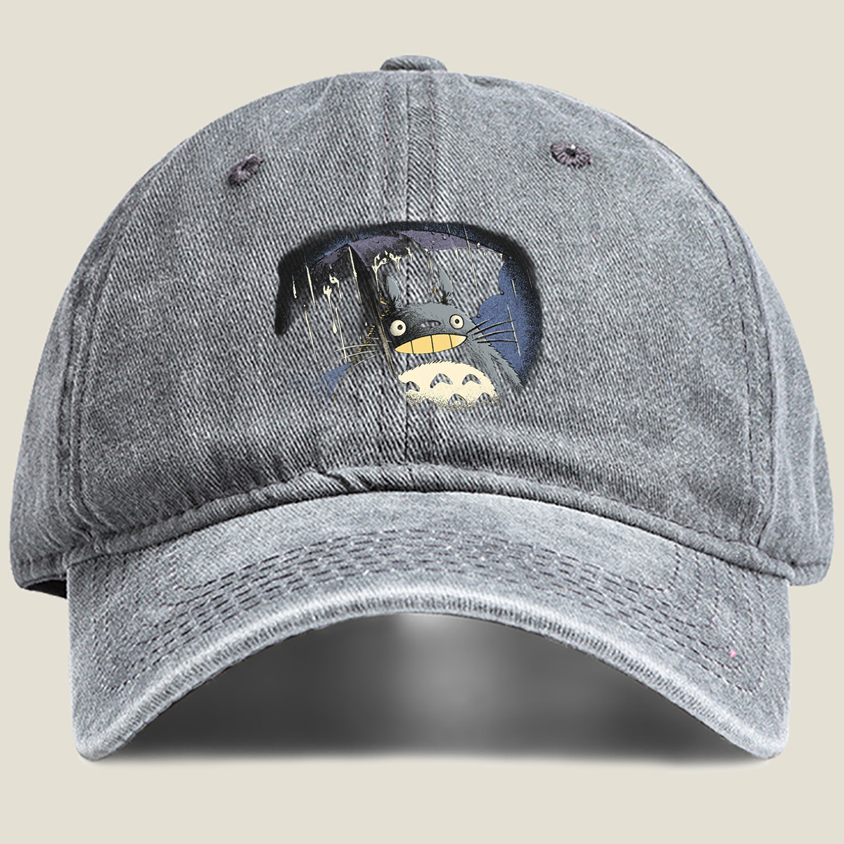 Totoro in the Rain - Washed Denim - Baseball Cap