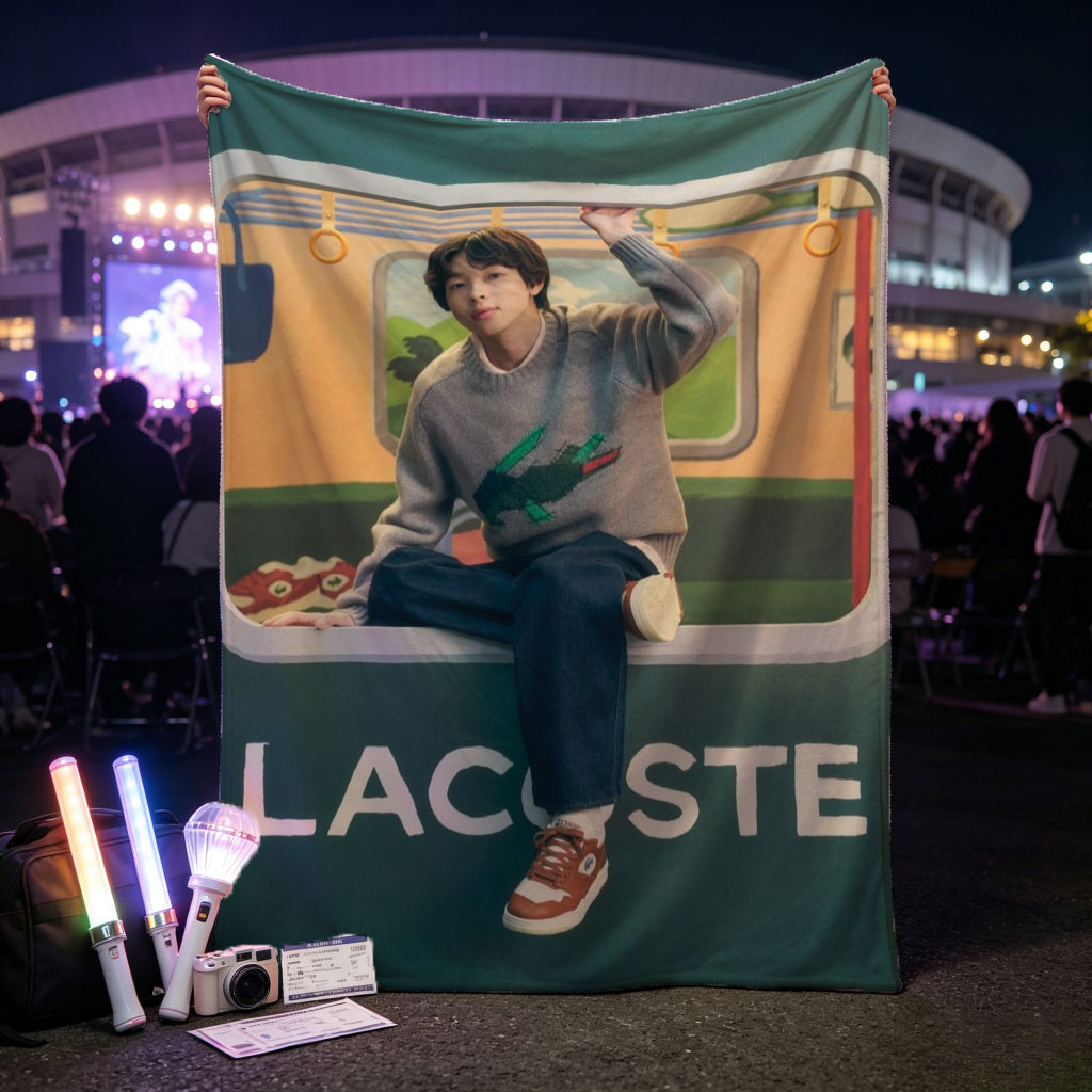 BTS Jungkook in a Vibrant Subway Scene Wearing Lacoste Fashion - Blankets