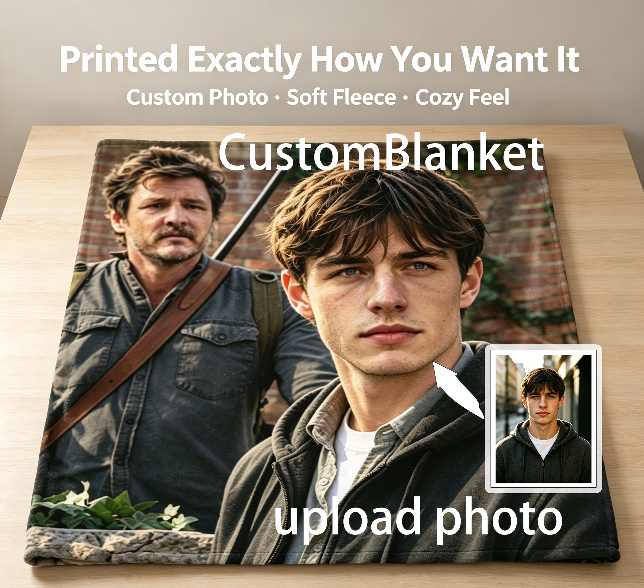 Custom Face Blanket Featuring The Last of Us Character Design Flannel Blanket Perfect for Gaming Fans Cozy Living Room or Bedroom Gift Idea for Video Game Enthusiasts