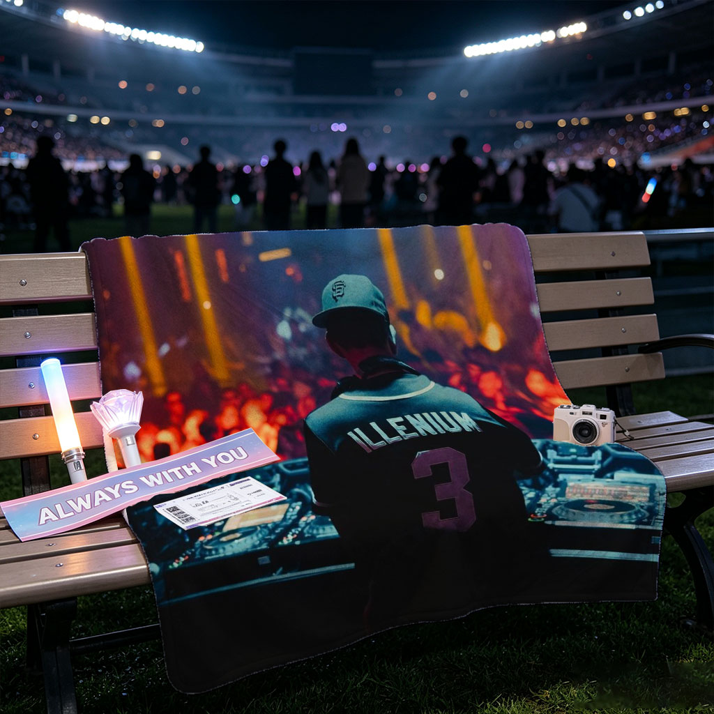 Illenium Live Performance at a Vibrant Music Festival with Crowd and DJ Setup - Blankets
