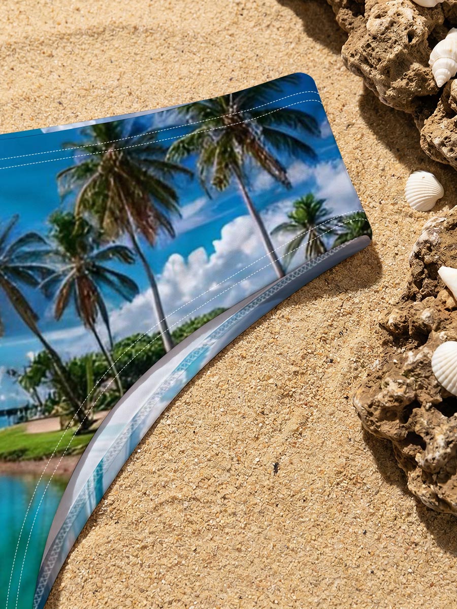 Tropical Beach with Palm Trees and Crystal Clear Water -  Men's swim trunks