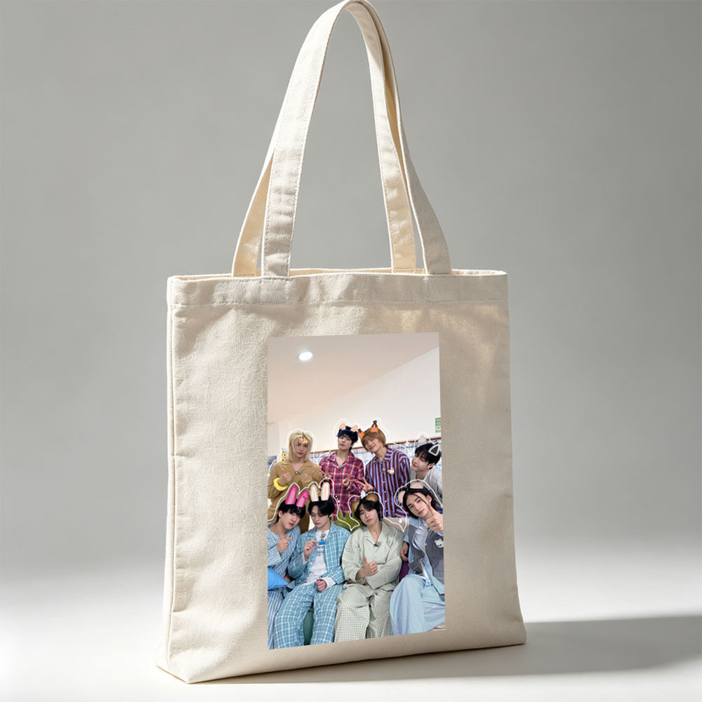 SEVENTEEN in Pajamas with Fun Animal Ears and Props in a Cozy Room Setting - Canvas tote bags