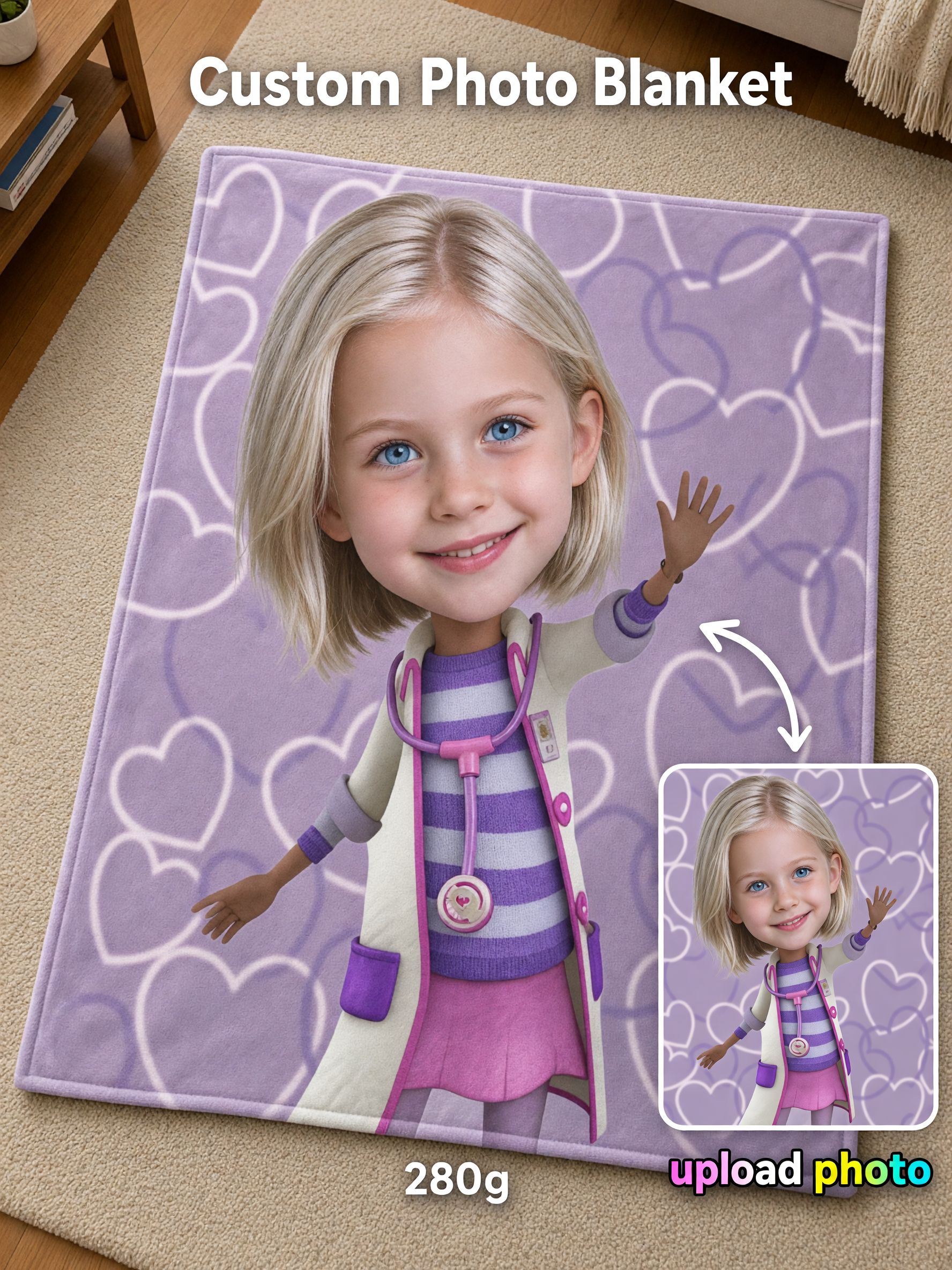 Custom Face Photo Blanket, Personalized Flannel Throw Cover, Ultra Soft Plush Bed Wrap, Ideal Personalized Gift