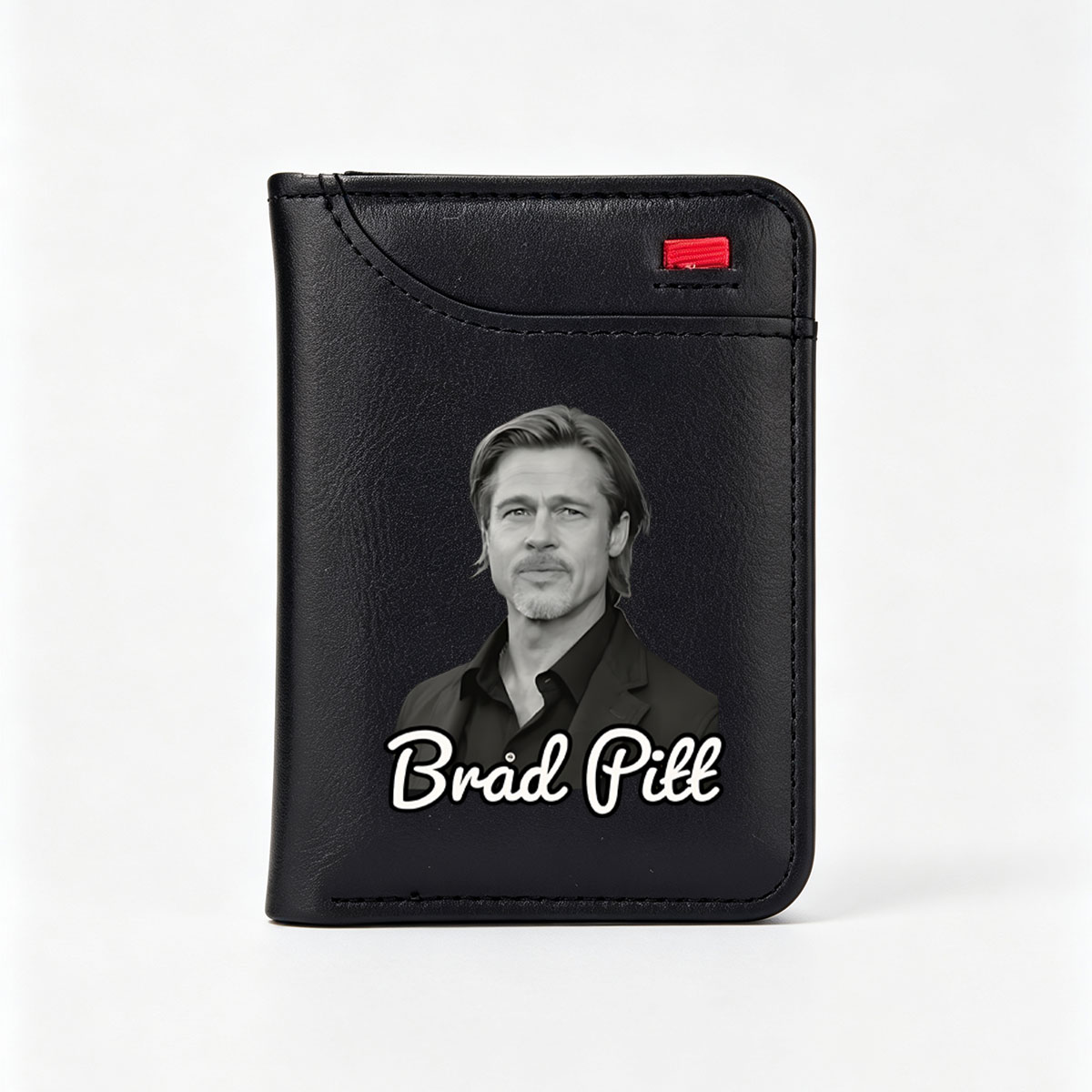 Brad Pitt Portrait in Black and White - Vertical Style Wallet