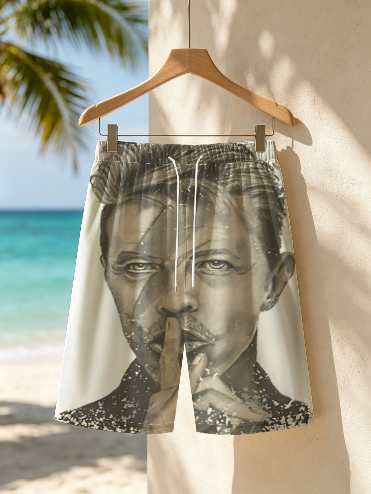 David Bowie - Ziggy Stardust Portrait with Shattered Effect -  Beach shorts