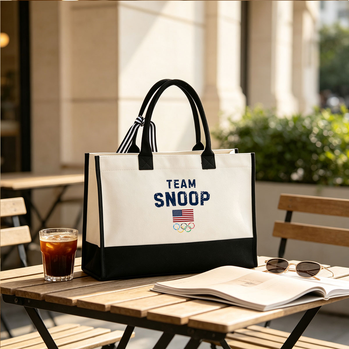 Team Snoop USA Olympics - Canvas patchwork gift tote bag