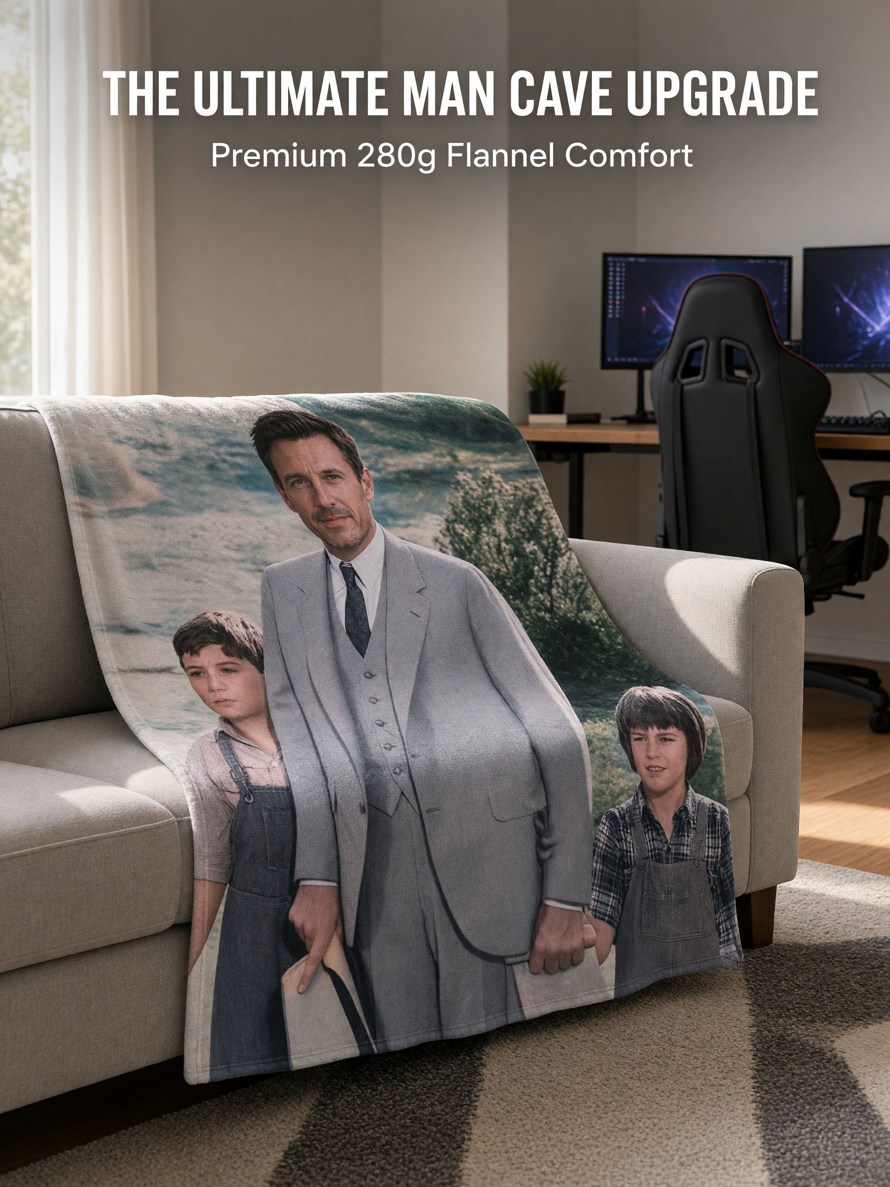 Custom Photo Blanket Personalized Portrait Picture Flannel Throw, Ultra Soft Fleece Keepsake Gift