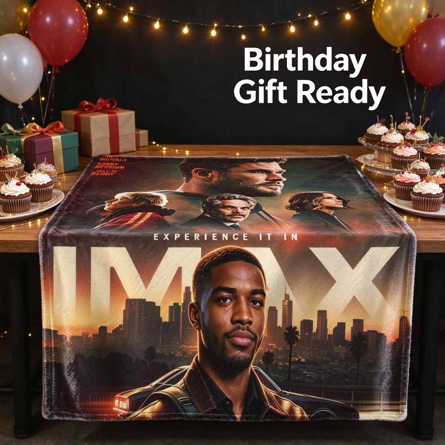 Custom Photo Face Flannel Blanket Personalized Movie Poster Throw Anti-Pilling Warm Fleece Bed Cover for Family Gift