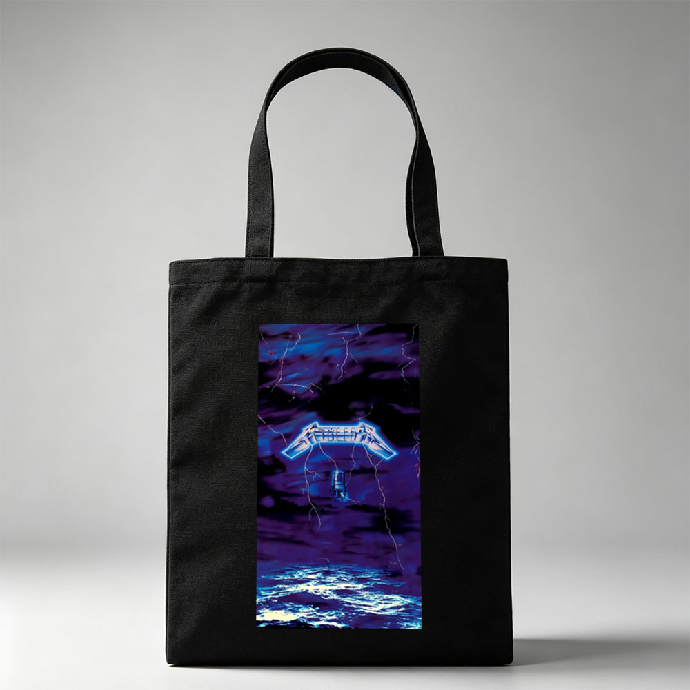 Metallica Stormy Sky Lightning Over Ocean Scene - Canvas tote bags