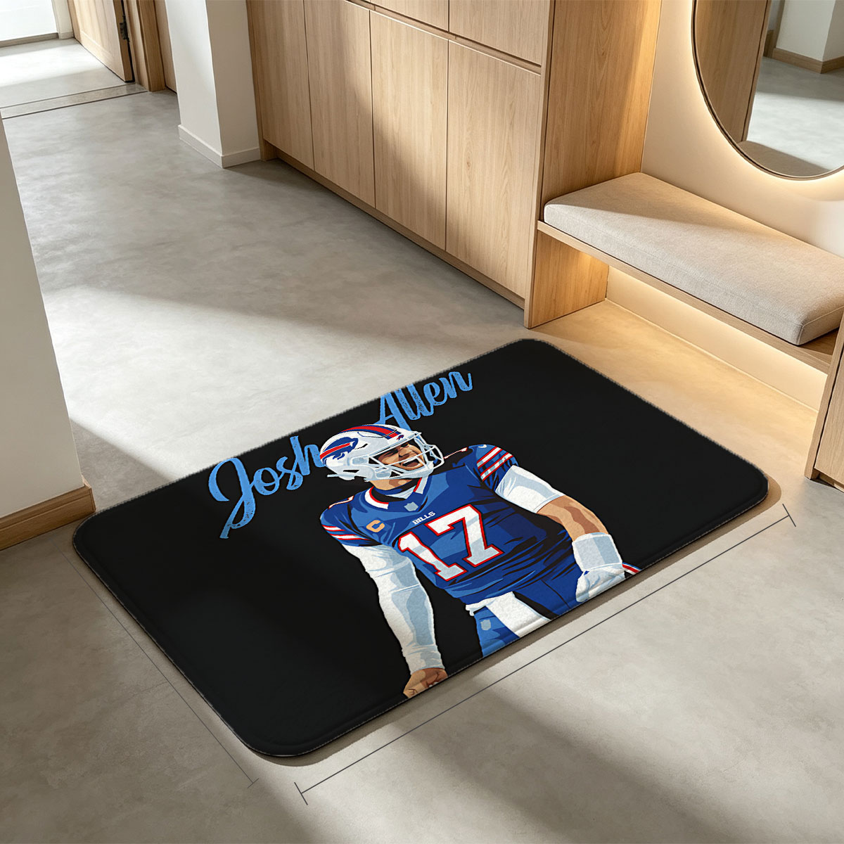 Josh Allen, Buffalo Bills Quarterback #17, NFL Football Player - Flannel floor mat