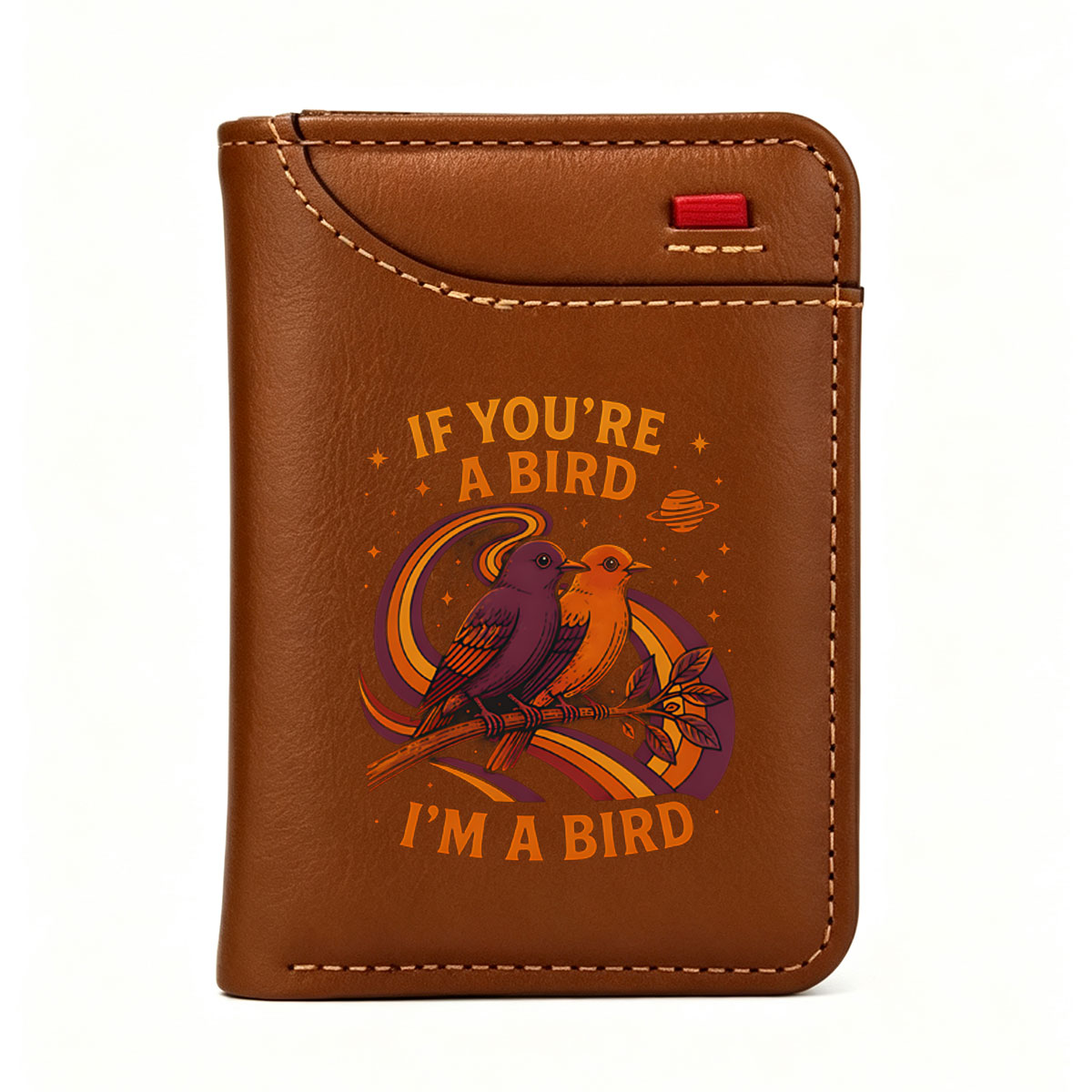 If You're a Bird, I'm a Bird: Two Birds on a Branch with Cosmic Background - Vertical Style Wallet