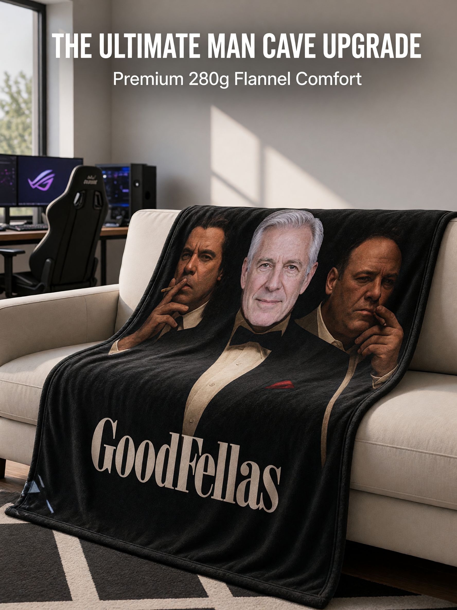 Custom Face Photo Blanket Personalized Movie Poster Soft Flannel Fleece Throw for Bed Couch Cozy Unique Gift